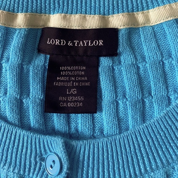 LORD & TAYLOR Women’s 100% Cotton Cable Knit Button Down Fitted Cardigan Size L - Picture 6 of 6